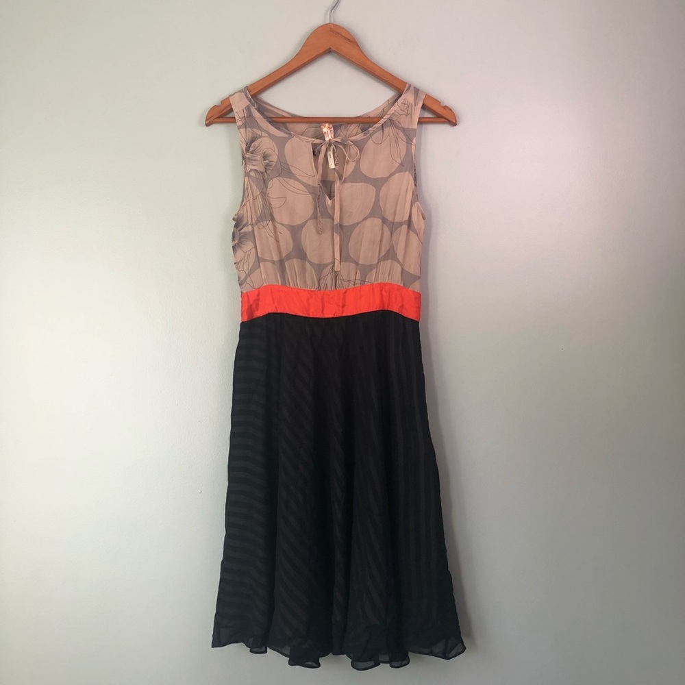 MAEVE | Silk Floral Striped Sleeveless Flowy Dress